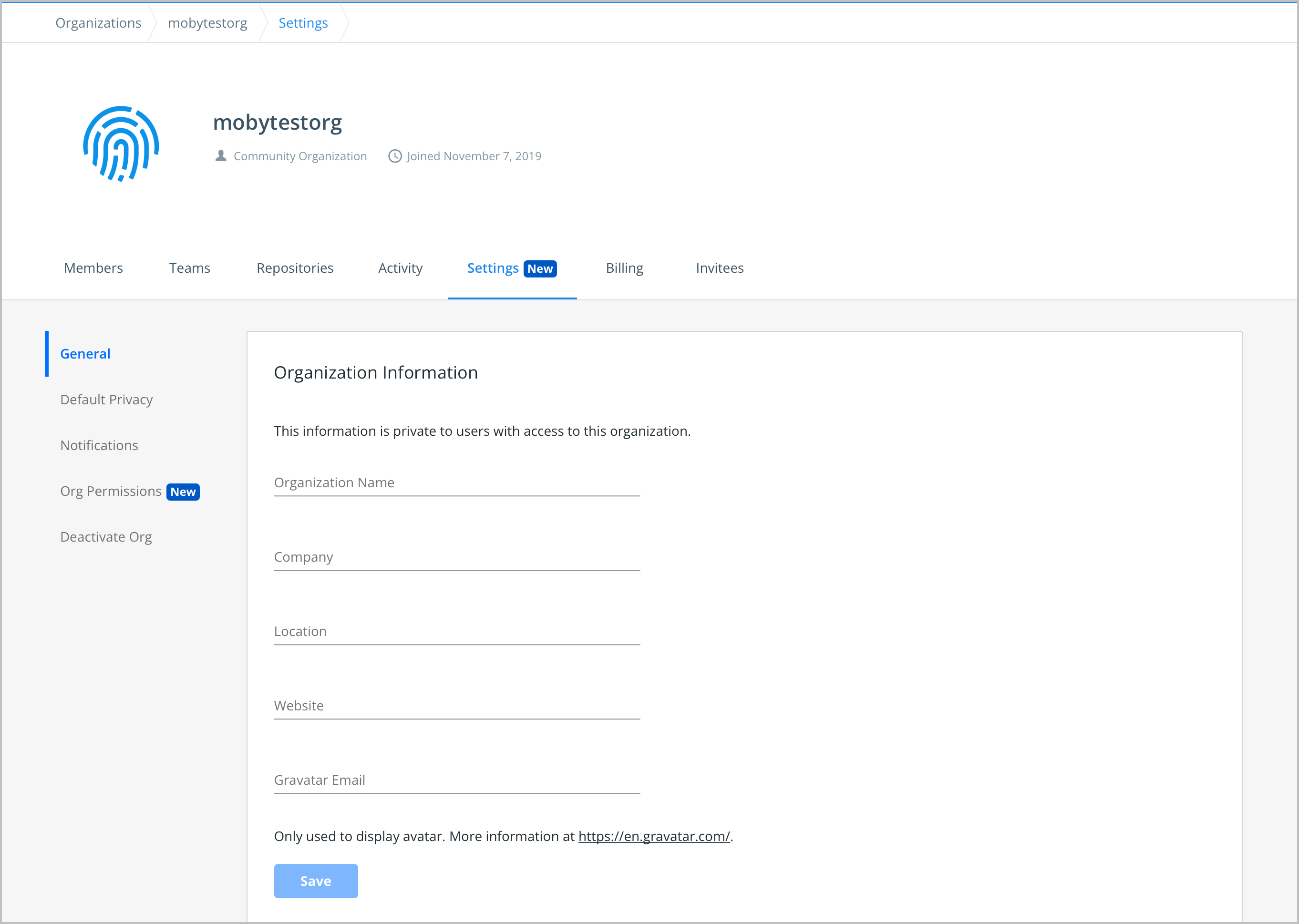 View organization details